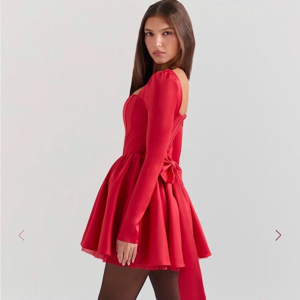 House of CB Haute Red Satin Mini Dress